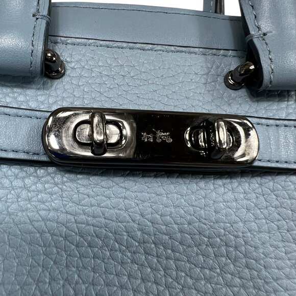 Coach NWOT Swagger Top Handle Crossbody Pebbled Leather Cloud Blue - Picture 9 of 16